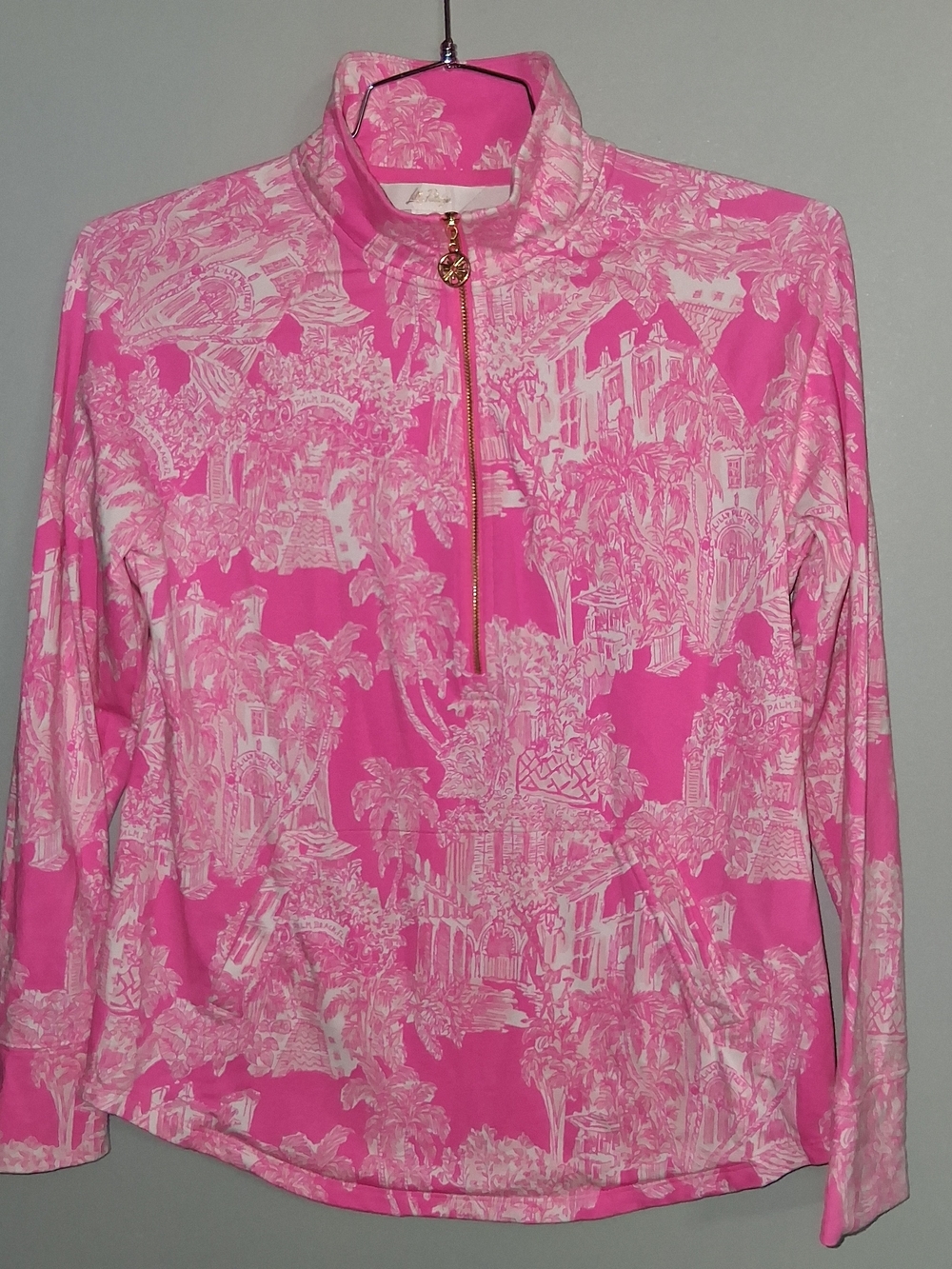 Elevated Basic Lilly Pulitzer Quarter Zip Pink And White